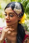 Buy_Queens Jewels_Red Embroidery, Beads Exquisite Jadau Stones Embellished Passa _at_Aza_Fashions