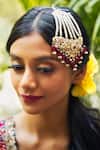 Shop_Queens Jewels_Red Embroidery, Beads Exquisite Jadau Stones Embellished Passa _at_Aza_Fashions