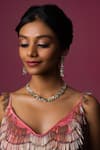 Buy_Queens Jewels_Green Zari Jadau Embellished Necklace Set _at_Aza_Fashions