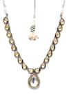 Ruby Raang_Silver Plated Kundan Embellished Necklace _Online_at_Aza_Fashions