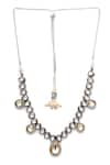 Buy_Ruby Raang_Silver Plated Kundan Teardrop Embellished Necklace _Online_at_Aza_Fashions