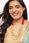 Buy_Ruby Raang_Red Kundan Embellished Layered Long Necklace _at_Aza_Fashions