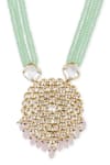 Buy_Ruby Raang_Green Kundan Carved Pendant Necklace _Online_at_Aza_Fashions