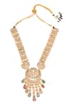 Ruby Raang_Gold Plated Kundan Chand Noor And Stone Embellished Jewellery Set _at_Aza_Fashions