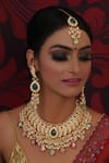 Buy_Ruby Raang_Gold Plated Kundan Bahar And Stone Embellished Jewellery Set _at_Aza_Fashions