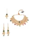 Ruby Raang_Gold Plated Kundan Bahar And Stone Embellished Jewellery Set _Online_at_Aza_Fashions