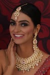 Buy_Ruby Raang_Gold Plated Kundan Gullista And Stone Embellished Jewellery Set _at_Aza_Fashions