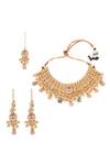 Buy_Ruby Raang_Gold Plated Kundan Gullista And Stone Embellished Jewellery Set _Online_at_Aza_Fashions