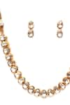 Ruby Raang_Gold Plated Kundan Globule Choker With Studs _Online_at_Aza_Fashions