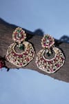 Shop_Ruby Raang_Gold Plated Kundan Bloom Crest Earrings _at_Aza_Fashions