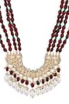 Ruby Raang_Maroon Kundan Studded Pendant Necklace _Online_at_Aza_Fashions