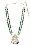 Buy_Ruby Raang_Green Kundan Floral Carved Pendant Necklace _Online_at_Aza_Fashions