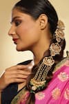 Buy_Ruby Raang_Gold Plated Kundan And Bead Embellished Braid _at_Aza_Fashions