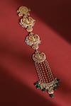 Shop_Ruby Raang_Gold Plated Kundan And Bead Embellished Braid _at_Aza_Fashions