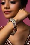 Shop_Queens Jewels_Multi Color Pearls, Zari Regal Embellished Bangles - Set Of 2 _at_Aza_Fashions