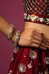 Buy_Queens Jewels_Multi Color Pearls, Zari Navratna Embellished Bangles - Set Of 2 _at_Aza_Fashions