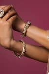 Shop_Queens Jewels_White Pearls Embellished Bangles - Set Of 2 _at_Aza_Fashions