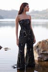 Buy_Mishru_Black Tulle Embroidery Sequin Straight Neck Aviva Sea Corset Jumpsuit _at_Aza_Fashions