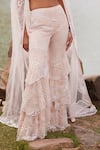 Mishru_Pink Tulle Embroidery Sequin Cape Open Audrey Sharara Set _Online_at_Aza_Fashions