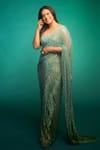 Buy_Itrh_Green Net Embellished Crystal Gleaming Jewel Pre-stitched Saree With Blouse _at_Aza_Fashions