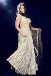 Buy_Itrh_Silver Lampi Woven Chevron Plunge V Neck Inara Lehenga Set _at_Aza_Fashions