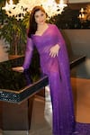 Shop_Itrh_Purple Net Embellished Amethyst Sparkle Symphony Pre-stitched Saree With Blouse _at_Aza_Fashions