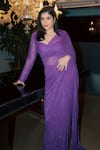 Itrh_Purple Net Embellished Amethyst Sparkle Symphony Pre-stitched Saree With Blouse _Online_at_Aza_Fashions