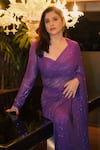 Shop_Itrh_Purple Net Embellished Amethyst Sparkle Symphony Pre-stitched Saree With Blouse _Online_at_Aza_Fashions