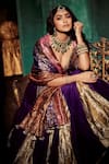 Buy_Itrh_Purple Embroidery Plunging Neck Fanaa Godet Lehenga Set _at_Aza_Fashions