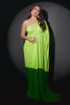 Buy_Itrh_Green Jersey Embellished Crystal Peridot Pre-stitched Saree With Blouse _Online_at_Aza_Fashions