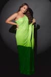 Shop_Itrh_Green Jersey Embellished Crystal Peridot Pre-stitched Saree With Blouse _Online_at_Aza_Fashions