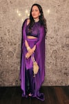 Shop_Itrh_Purple Net Embellished Crystal Top Halter Border Cape And Skirt Set _at_Aza_Fashions