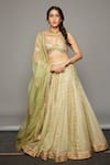 Shop_Itrh_Green Silk Organza Embellished Gota Patti Lehja Embroidered Bridal Lehenga Set _at_Aza_Fashions