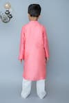 Shop_Mi Dulce An'ya_Coral 100% Organic Cotton Embroidered Mirror Kurta With Pant _at_Aza_Fashions