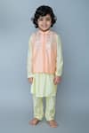 Buy_Mi Dulce An'ya_Peach 100% Organic Cotton Embroidered Mirror Nehru Jacket Set _at_Aza_Fashions