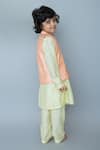 Shop_Mi Dulce An'ya_Peach 100% Organic Cotton Embroidered Mirror Nehru Jacket Set _at_Aza_Fashions