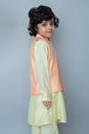 Mi Dulce An'ya_Peach 100% Organic Cotton Embroidered Mirror Nehru Jacket Set _Online_at_Aza_Fashions