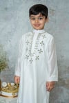 Shop_Mi Dulce An'ya_Ivory 100% Organic Cotton Embroidered Mirror Geometric Kurta With Pant _Online_at_Aza_Fashions