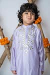 Shop_Mi Dulce An'ya_Purple 100% Organic Cotton Embroidered Mirror Work Kurta With Pant _Online_at_Aza_Fashions