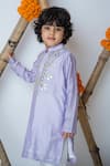 Mi Dulce An'ya_Purple 100% Organic Cotton Embroidered Mirror Work Kurta With Pant _at_Aza_Fashions