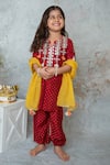 Buy_Mi Dulce An'ya_Red 100% Organic Cotton Embroidered Mirror Yoke Kurta Pant Set _at_Aza_Fashions