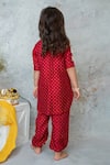 Shop_Mi Dulce An'ya_Red 100% Organic Cotton Embroidered Mirror Yoke Kurta Pant Set _at_Aza_Fashions