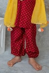 Mi Dulce An'ya_Red 100% Organic Cotton Embroidered Mirror Yoke Kurta Pant Set _Online_at_Aza_Fashions