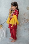 Shop_Mi Dulce An'ya_Red 100% Organic Cotton Embroidered Mirror Yoke Kurta Pant Set _Online_at_Aza_Fashions