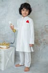 Buy_Mi Dulce An'ya_Ivory 100% Organic Cotton Solid Handwoven Chanderi Sherwani Set _at_Aza_Fashions