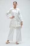 Buy_Ibai_White Handwoven Pure Cotton Embroidered Thread Collar Pelican Shirt _at_Aza_Fashions