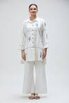 Ibai_White Handwoven Pure Cotton Embroidered Thread Collar Pelican Shirt _Online_at_Aza_Fashions