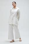 Ibai_White Handwoven Linen Embroidered Dori Collar Gul Shirt _Online_at_Aza_Fashions