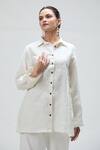 Buy_Ibai_White Handwoven Linen Embroidered Dori Collar Gul Shirt _Online_at_Aza_Fashions