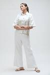 Buy_Ibai_White Handwoven Pure Cotton Embroidered Thread Collar Pelican Shirt _at_Aza_Fashions